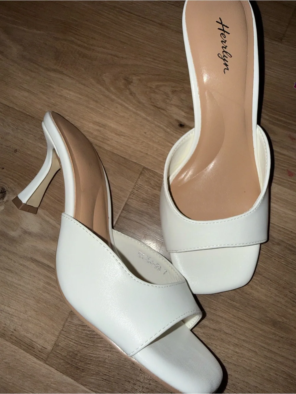 Brand new white slip on heels